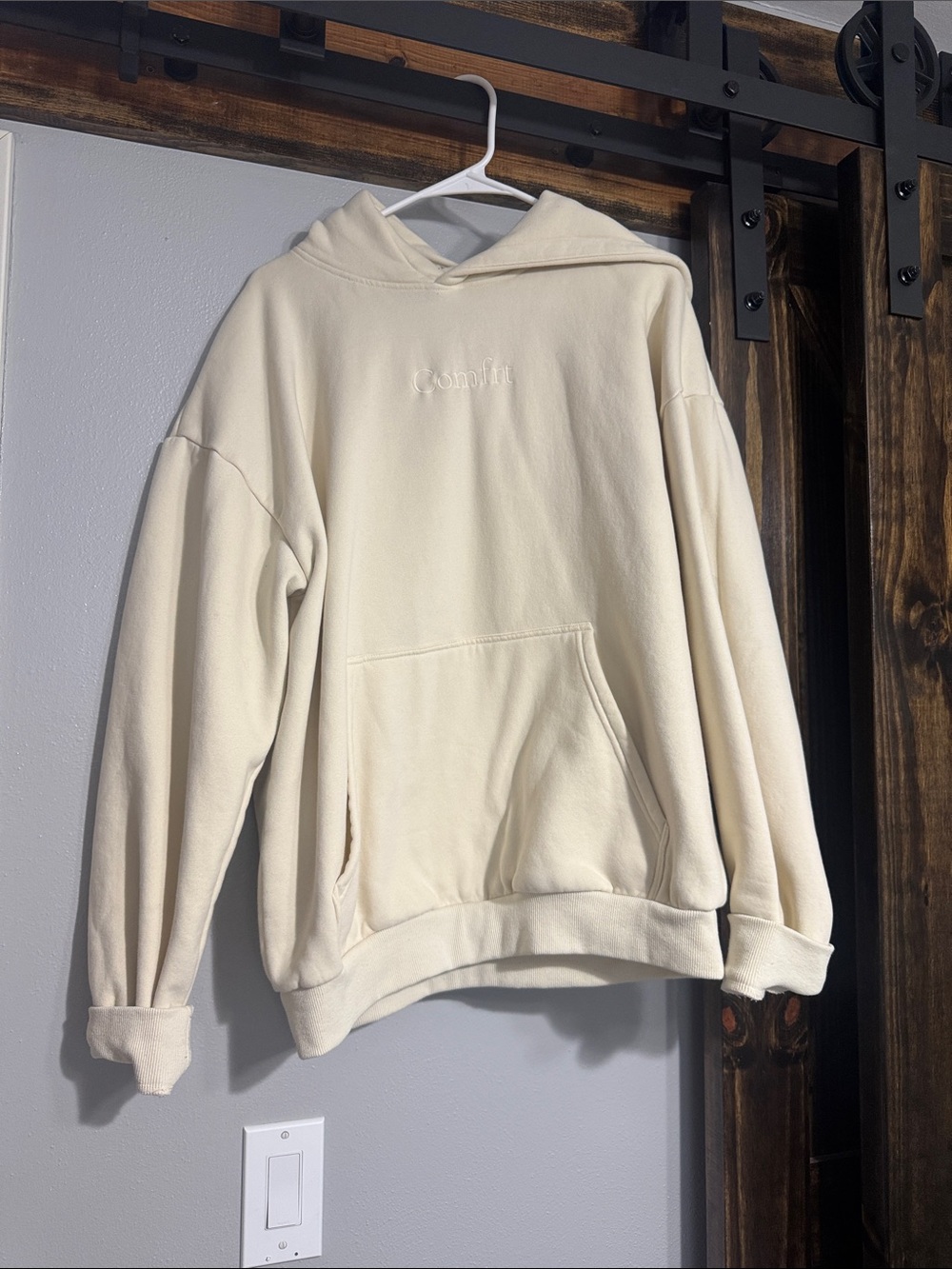 Cream Comfort Hoodie - Women's Pullover Sweatshirt